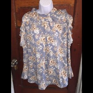 Floral Open Shoulder Long  Sleeve